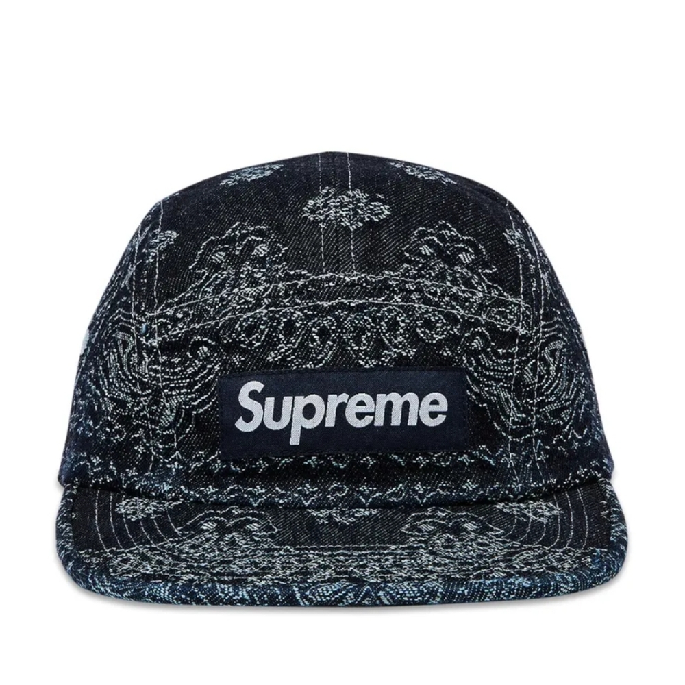 SUPREME BANDANA JACQUARD DENIM CAMP CAP BLACK